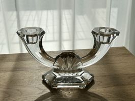 Val Saint Lambert schwerer Kristall-Kerzenhalter, signiert