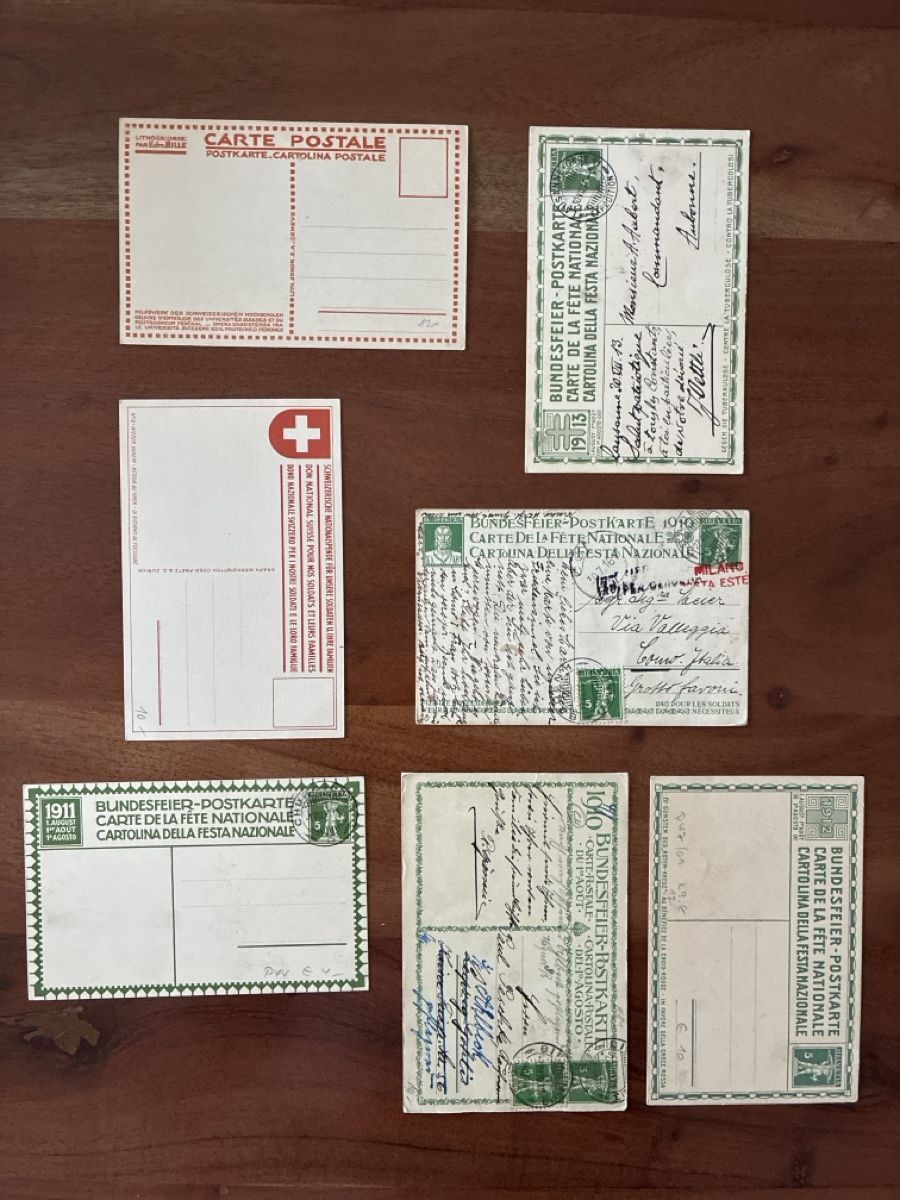 Cartoline postali: 7 Ansichtskarten Schweiz diverse B – Usato da Oftringen venduto da Cla.vD.74 1