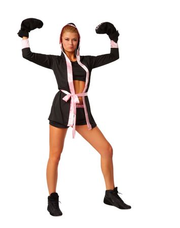 Frauenkostüm Boxerin schwarz/pink M
