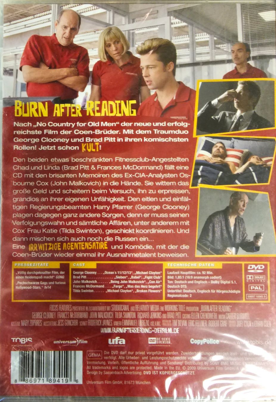 Alle DVDs: Burn after reading – Neu und originalverpackt aus Wahlen b. Laufen von Cg10 1