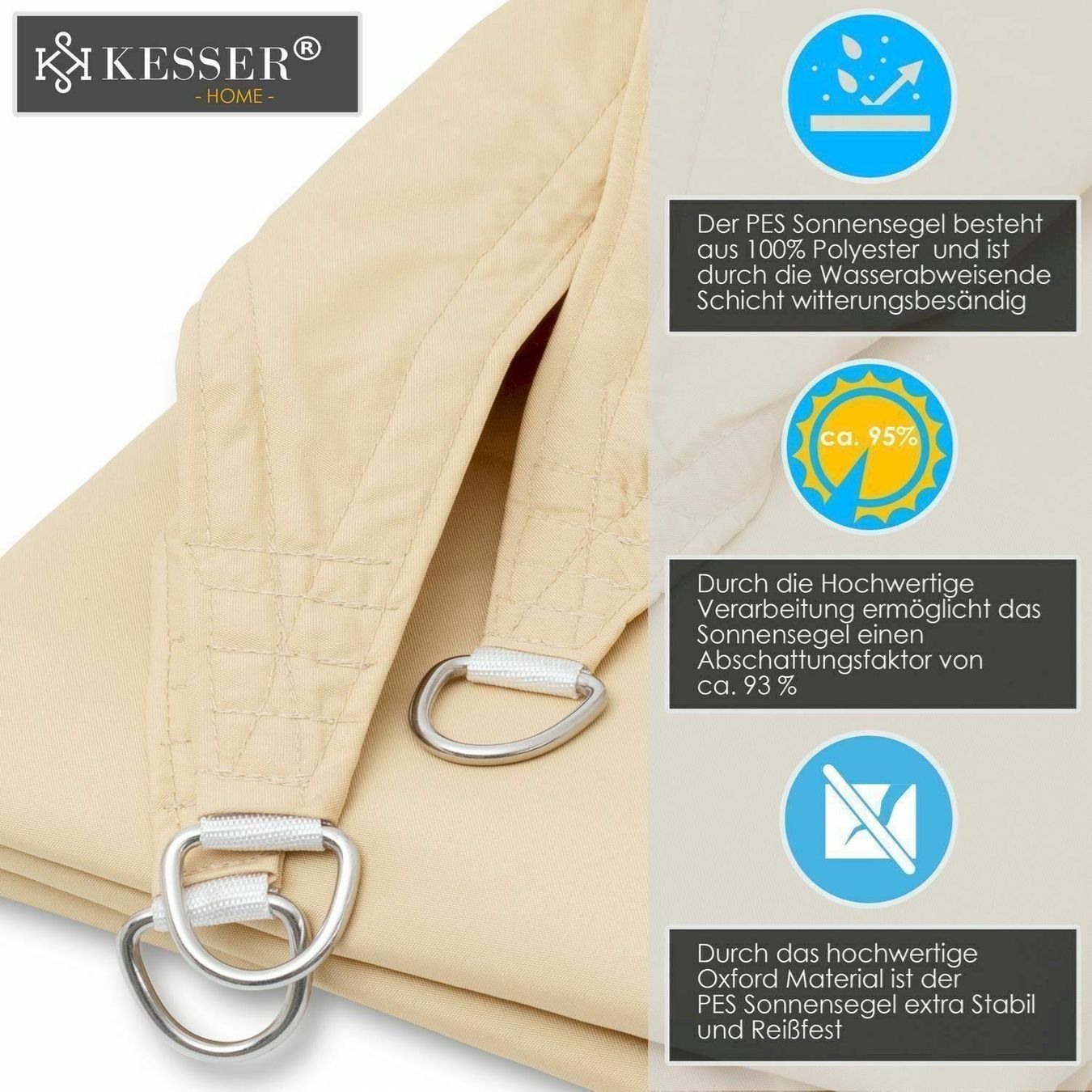 Markisen: KESSER Sonnensegel Rechteck Creme 2x2m – Neu und originalverpackt aus Bottighofen von zaap 1