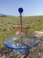 Etagere mit Dessertschüssel - 60ties  rosa / blau