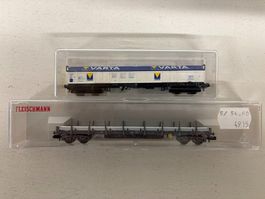 2er Set N Fleischmann 8287 CH K Rungenwagen Minitrix Varta