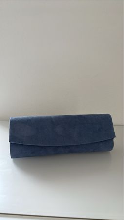 Elegante Abendtasche Wildlederoptik hellblau