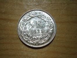 (H3) 1/2 Franken 1921 UNZ