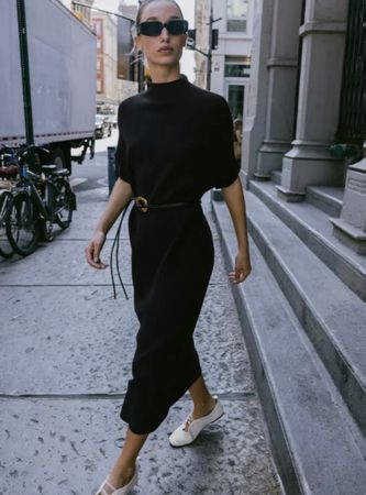 Elegantes, schwarzes Strickkleid, neuwertig, Grösse L