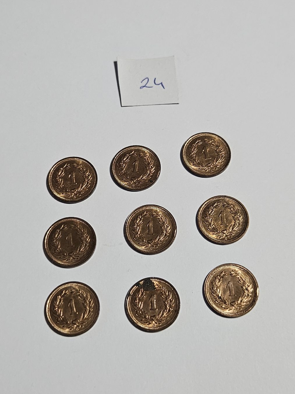 Tutti le monete: 1 Rappen 1937, 9 Stk. – Usato da Pfäffikon ZH venduto da Melibol 2