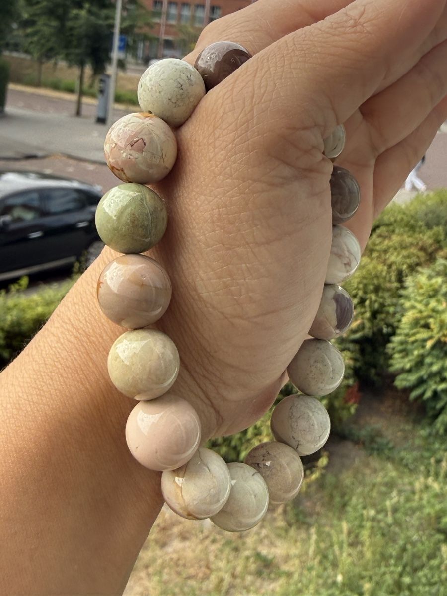 Bracciali & Braccialetti: Alashan Agate 13mm Perlen Stretch Armband – Nuovo (secondo la descrizione) da Jegenstorf venduto da SteinGlanz 3