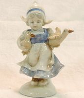 Porzellanfiguren Mädchen mit Gänsen, Vintage Porzellan