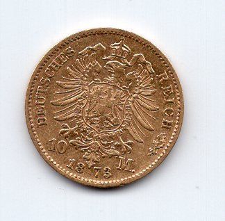 Tutti le monete: (32) Baden 10 mark 1873 Gold Reichsgold – Usato da Rüthi (Rheintal) venduto da erdnuessli1