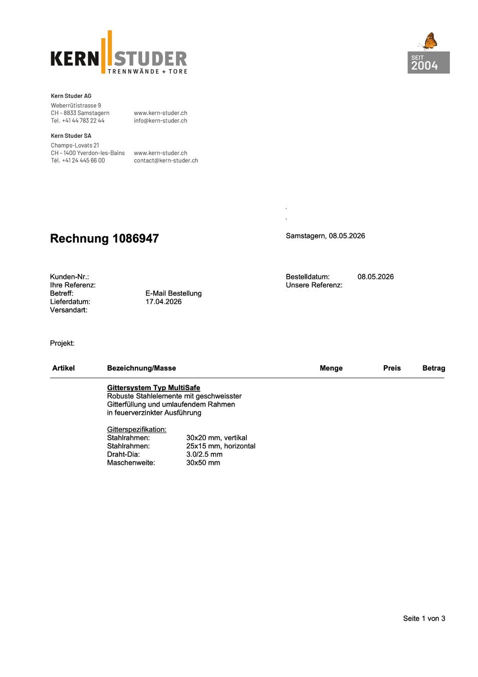 Recinzioni: Gittersystem Typ MultiSafe feuerverzinkt mit 2 Schiebetoren – Nuovo (secondo la descrizione) da Kriens venduto da Wabel 4