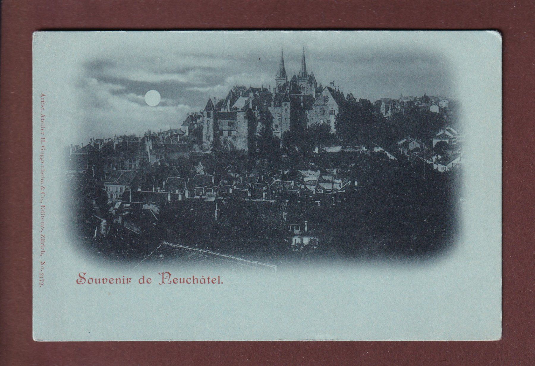 Cartoline postali: Souvenir de NEUCHÂTEL - Clair de lune – Usato da Pully venduto da nicecards