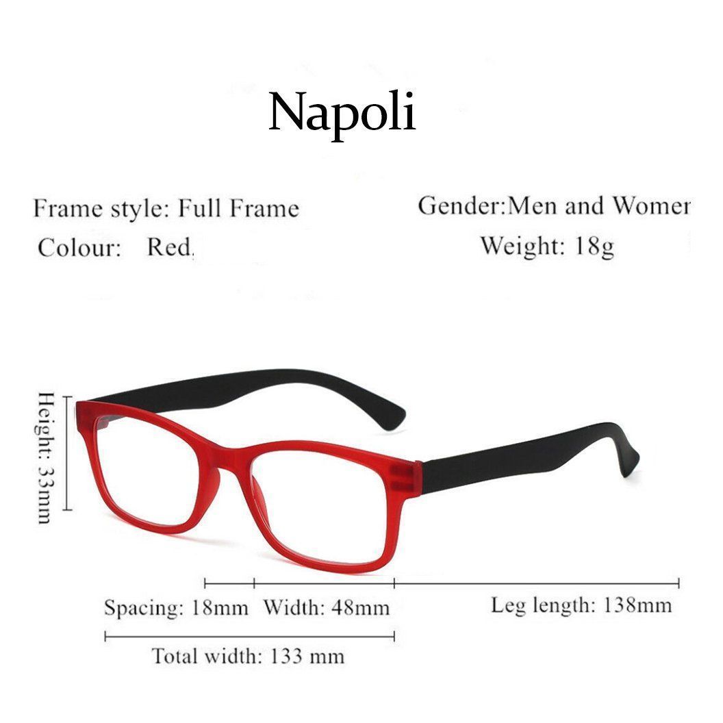 Occhiali & Lenti: Lesebrille Napoli +1.0 +1.5 +2.0 +2.5 +3.0 – Nuovo e nell'imballaggio originale da Pfäffikon SZ venduto da ANNAPURNA8091 5