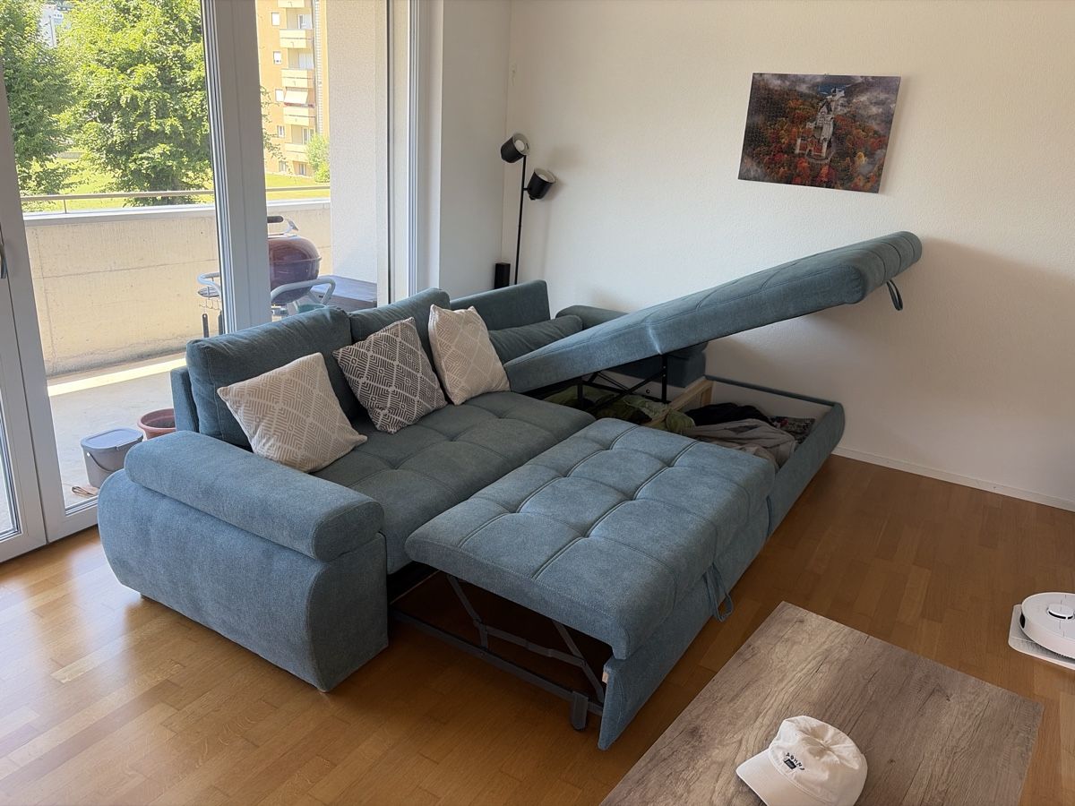 Sofas: Ecksofa Carryhome Stoff blau mit Bettfunktion – Gebraucht aus Rothenthurm von Tango-12 2