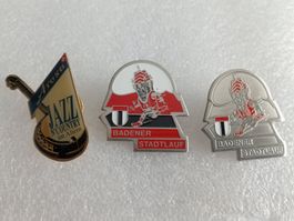 Lot 3 Stück Anstecker Pin Badener Stadtlauf und Arosa Jazz