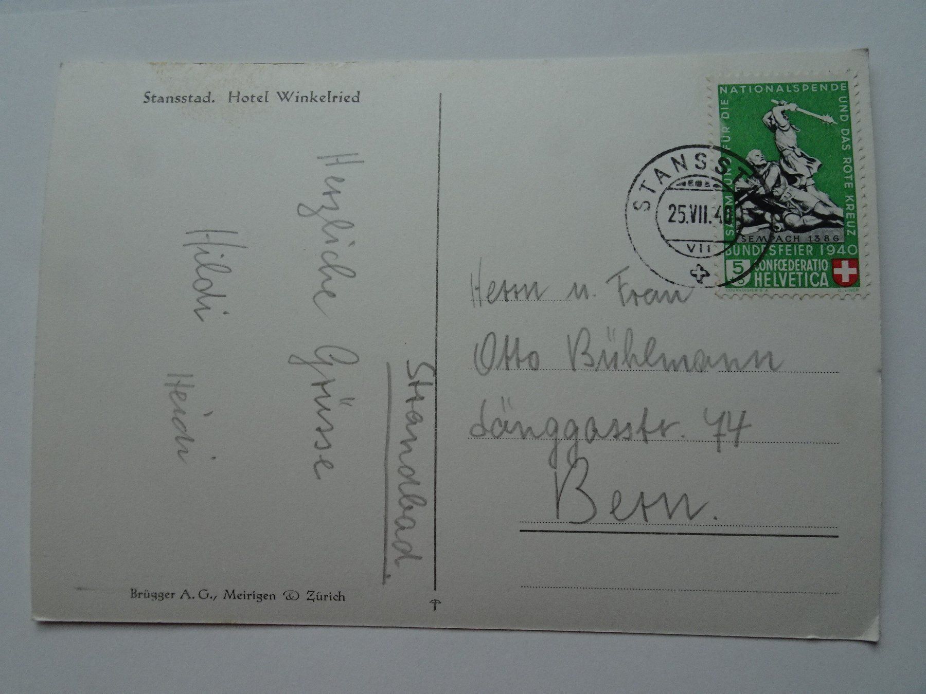 Cartes postales: Hotel Winkelried Stansstad – D'occasion à Aadorf par Chnorli-Furz 1