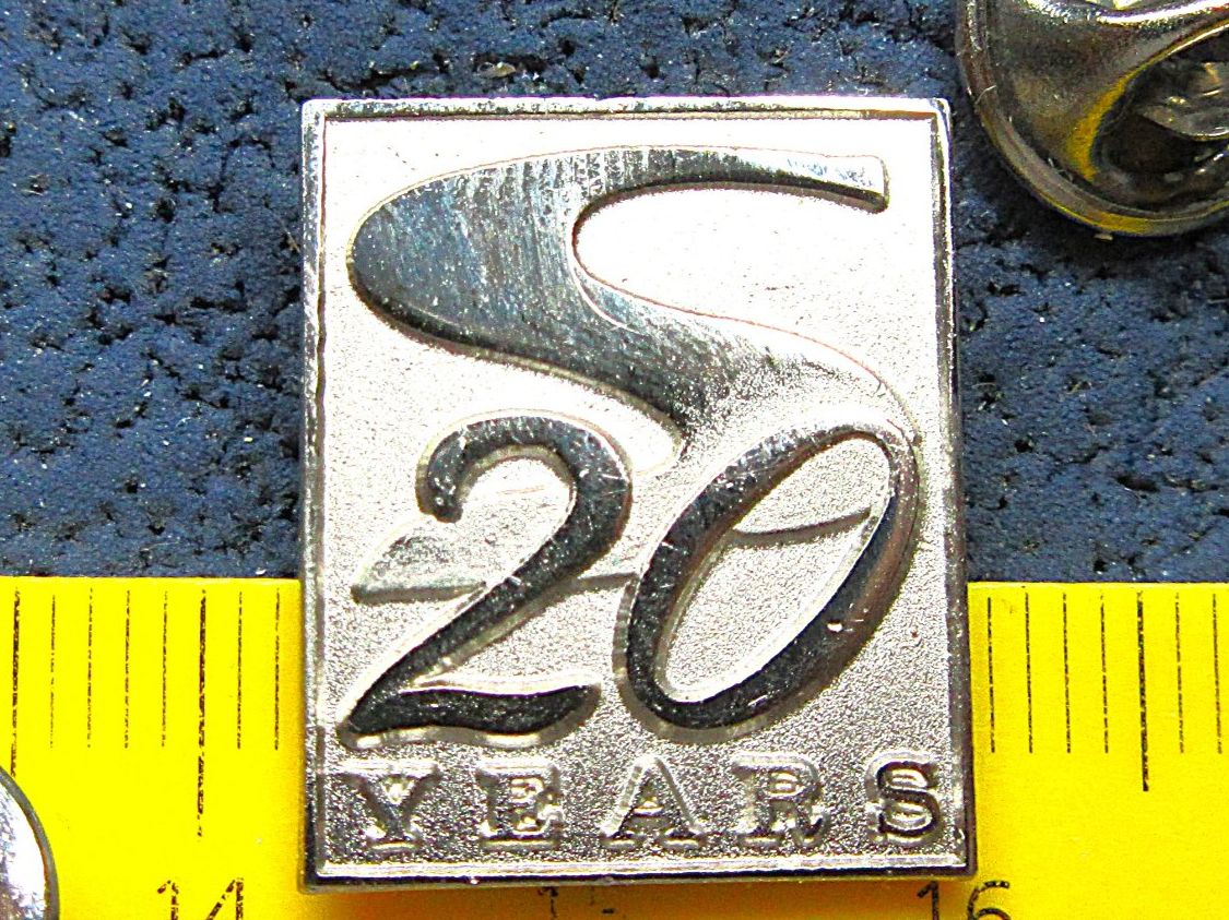 Placchette & Badge: S 20 YEARS PIN SILBRIG GEPRÄGT – Usato da Ettingen venduto da Hausi4711 1