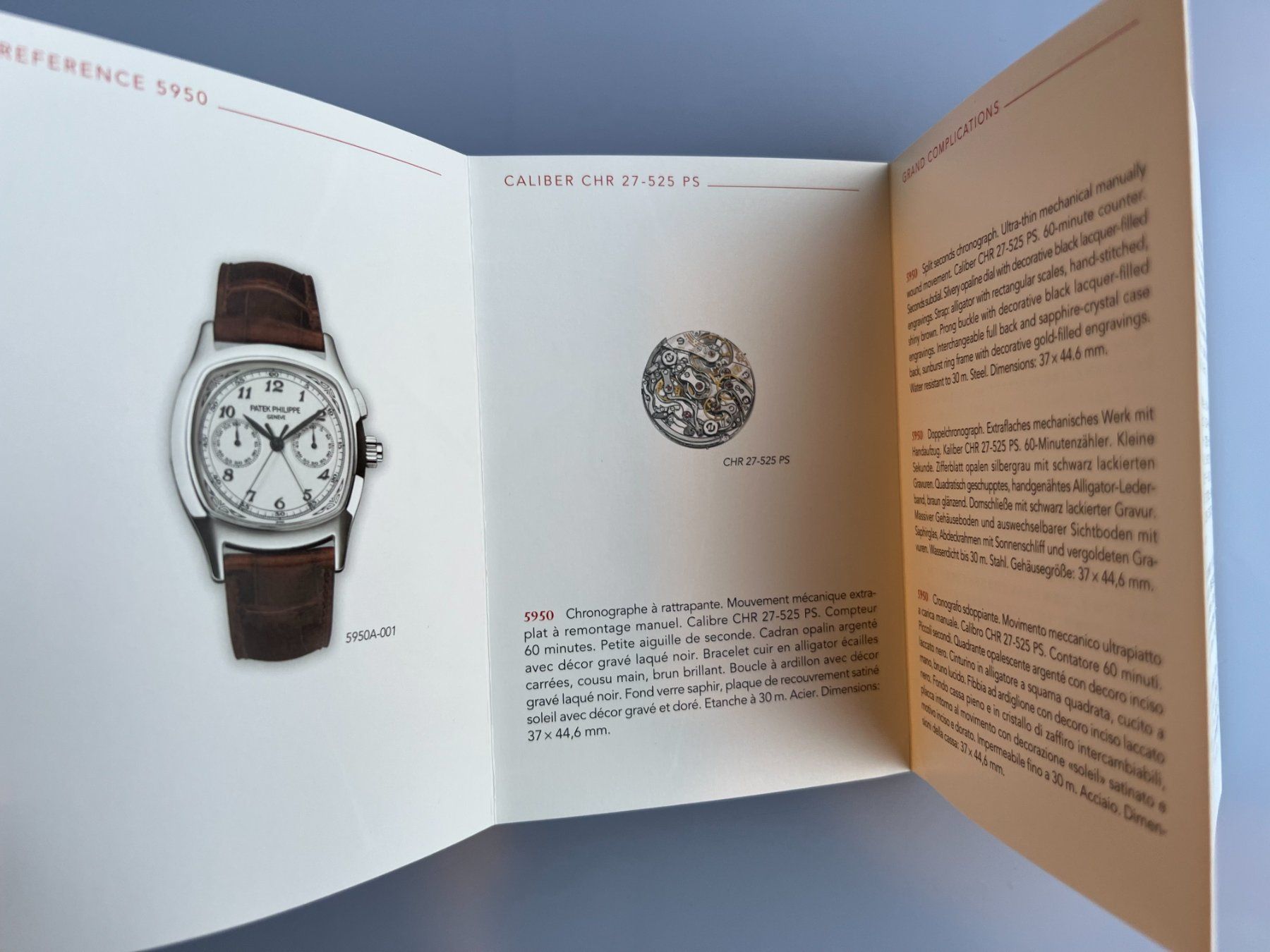 Patek Philippe Documenti: Patek Philippe Ref. 5950 Folding Booklet Multilingual – Nuovo (secondo la descrizione) da Morges venduto da thetimebureau 1