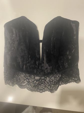 Schwarzes Samt Bustier mit Spitze, Grösse S, Intimissimi