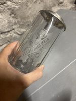 Boccale in vetro Feldschlösschen con coperchio in peltro