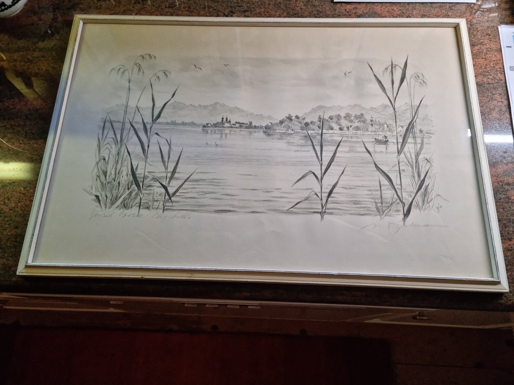 Dipinti: LACHEN Original unter Glas schöne Grafik – Usato da Trachslau venduto da post35