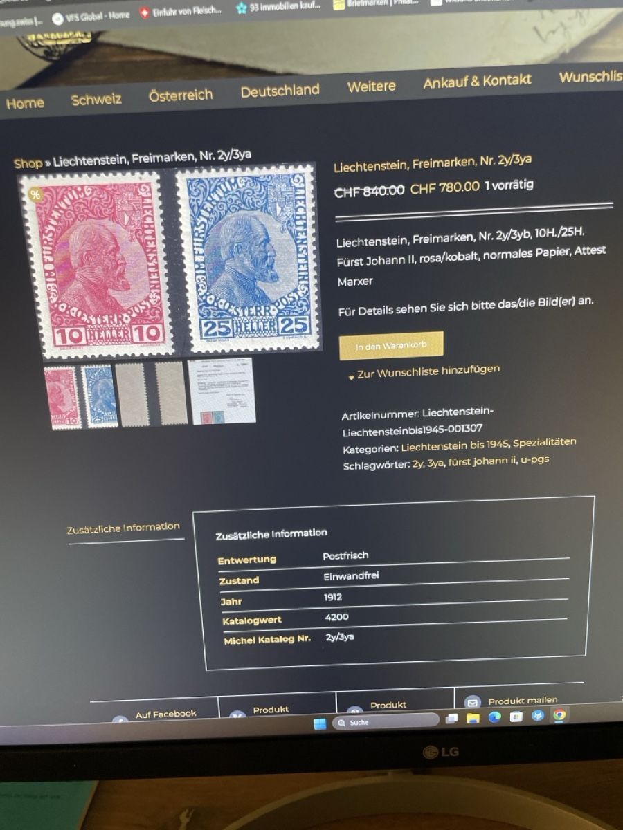 Tutti i francobolli: Liechtenstein, Freimarken, Nr. 2y/3ya – Usato da Wahlen b. Laufen venduto da cin_nk28 2