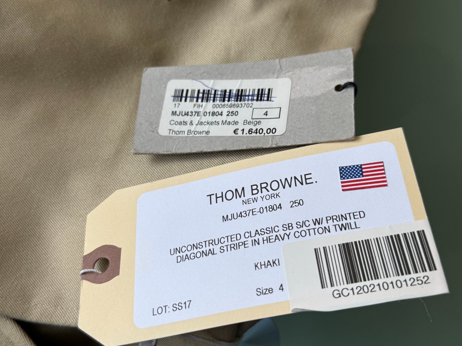 Jacken: THOM BROWNE Diagonal Unconstructed BeigeBlazer Jacket 4 / 52 – Neu (gemäss Beschreibung) aus Kreuzlingen von kruezbiz 2