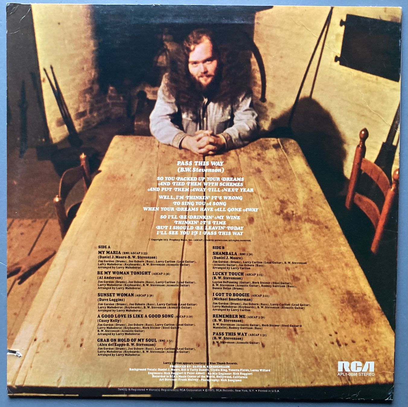 Schallplatten: B. W. STEVENSON - MY MARIA – Gebraucht aus Poliez-Pittet von Newtown-Records 1