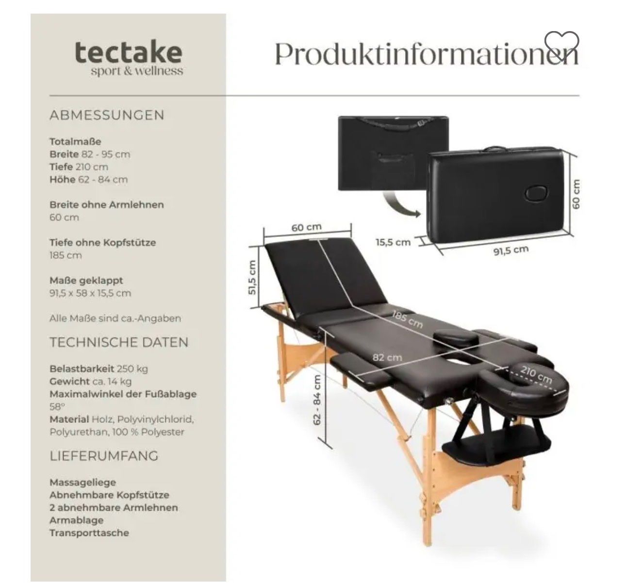 TecTake Lettini & sedie per cosmetici: TecTake 3 Zonen Massageliege transportabel – Usato da Zürich venduto da Holladie 3