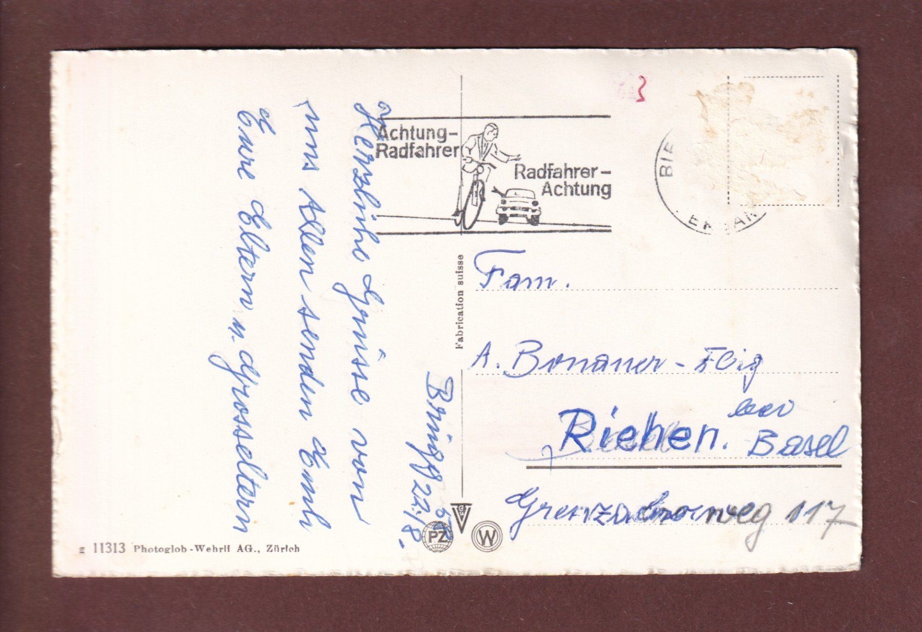 Cartoline postali: BIEL / BIENNE - Quai - 1958 – Usato da Pully venduto da nicecards 1