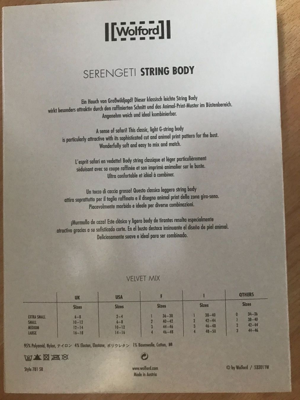 Wolford Top: Wolford SERENGETTI STRING BODY – Nuovo (secondo la descrizione) da Burgdorf venduto da Vida6 4