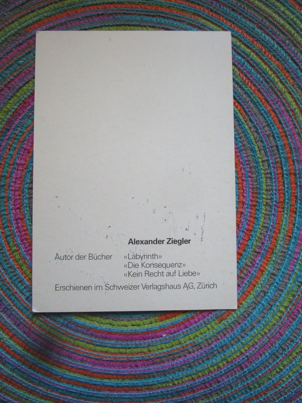 Autografi: CHRISTIAN ZIEGLER CH AUTOR AUTOGRAMM 1978 – Usato da GUTENSWIL venduto da Alpina6 1