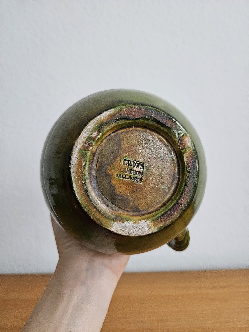 Vasen & Gefässe: Vintage grüner, runder Krug oder Vase von Vallauris – Gebraucht aus Wiezikon b.Sirnach von wiezikon.vintage 3