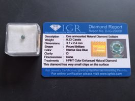 Certified diamond 0.23 carats, round, natural!