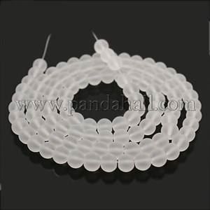 Perle (finte): Glasperlen weiss matt gefrostet 8mm – Nuovo (secondo la descrizione) da Alpnachstad venduto da perlengaby 1