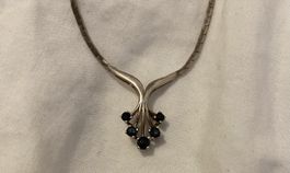 Vintage Silber Kette 925 mit echte Steine