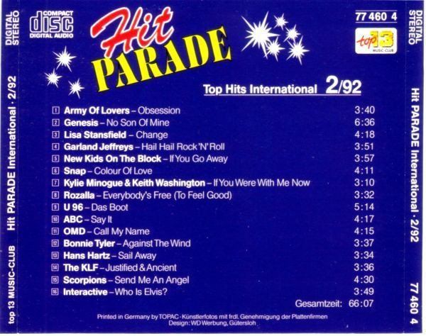 CD: Hit PARADE International 2/92 F3 – Usato da Sessa venduto da fraenklishop 1