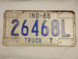 Indiana Nummernschild 1985 Truck 7 - USA Kennzeichen!