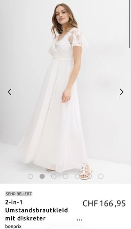 Umstandsbrautkleid, 2-in-1, mit Spitze