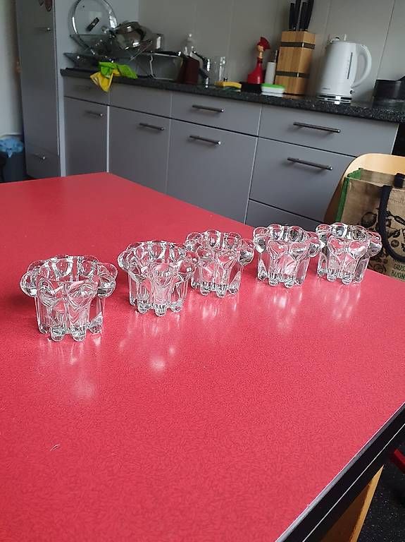 Portacandele: 5 Stk. Glas-Kerzenhalter – Usato da Bern venduto da Helays 1