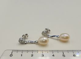 585 Weiss Gold Ohrstecker Mit Diamanten und Perlen
