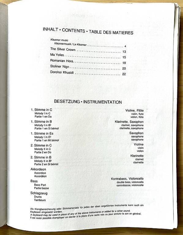 Riviste & Magazine: Notenhefte Klezmer – Usato da Oberentfelden venduto da Birkenblatt17 2