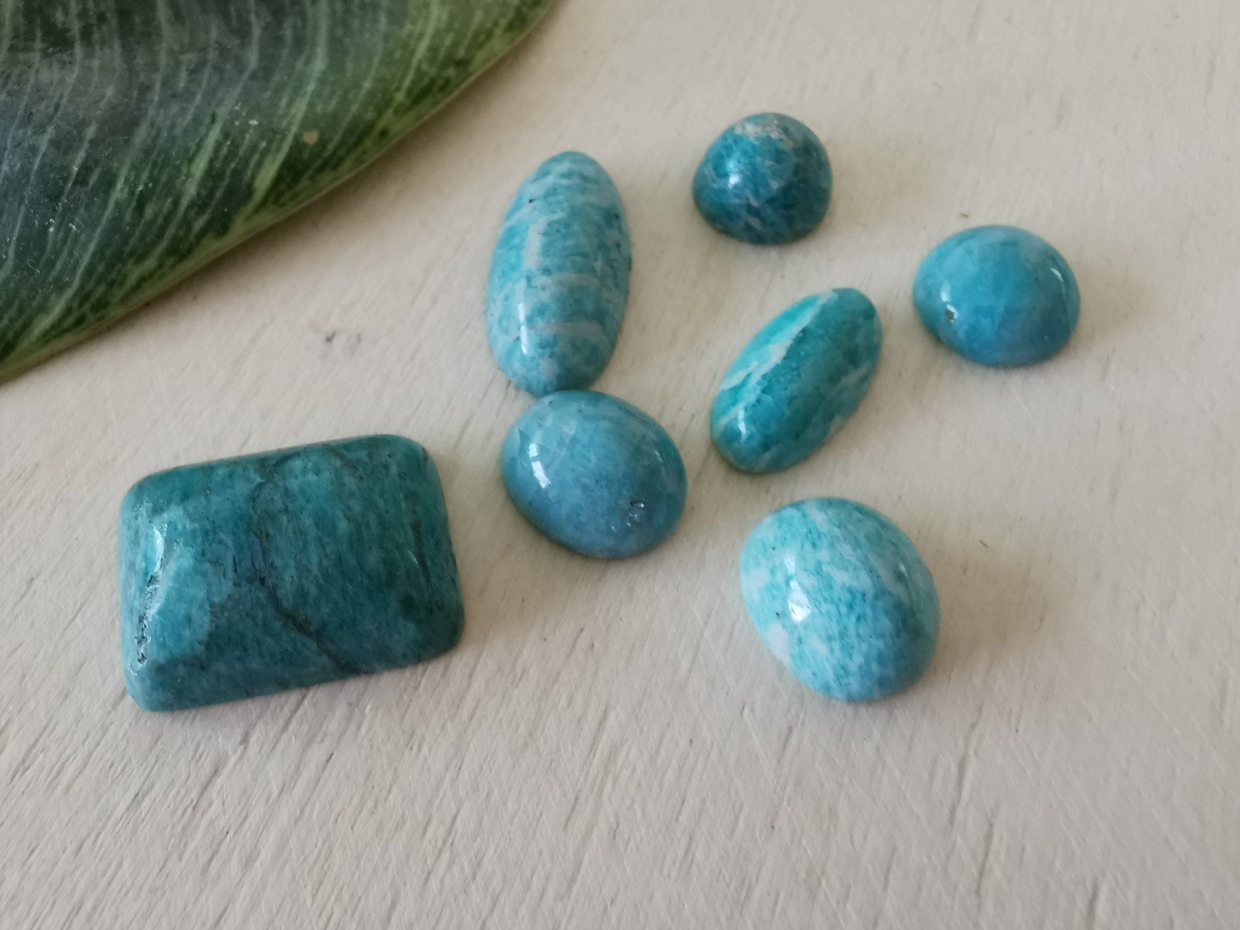Edelsteine: 7 Stk. verschiedene Amazonit Cabochons / Lager-Sondererkauf – Neu (gemäss Beschreibung) aus Dierikon von Buntspecht-10 3