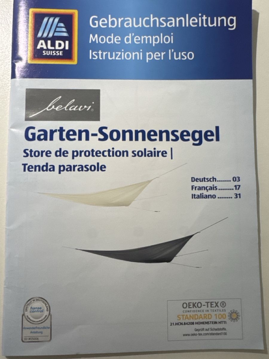 Sonnenschirme: Garten Sonnensegel – Neu (gemäss Beschreibung) aus Weisslingen von FiTraFi14