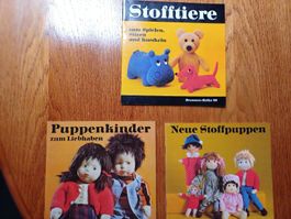 3x Puppen/Tier Anleitungsbüchlein Brunner Reihe