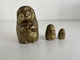 Igel Familie aus Messing