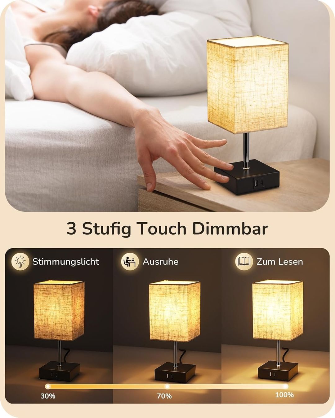 Lampade: Nachttischlampe Touch Dimmbar 2er Set – Nuovo e nell'imballaggio originale da Nuglar venduto da SaleRitter