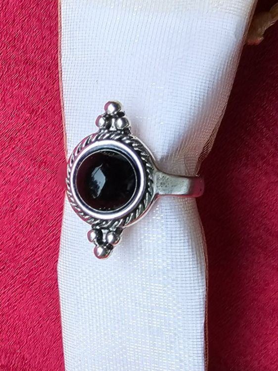 Anelli: Schwarzer Onyx Damen Ring Boho Modeschmuck Gr. 18 – Usato da Münchenbuchsee venduto da babilibern