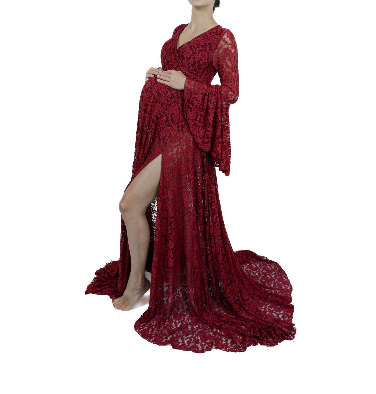 Kleider: Babybauch-Shooting-Kleid in "Bordeauxrot" – Gebraucht aus Appenzell von sto_v2yv