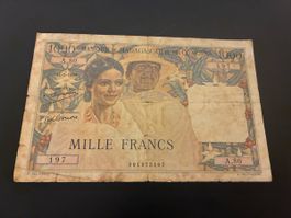 MADAGASCAR & COMORES 1000 FRANCS 1950 P-48 VF+ RARE COMOROS